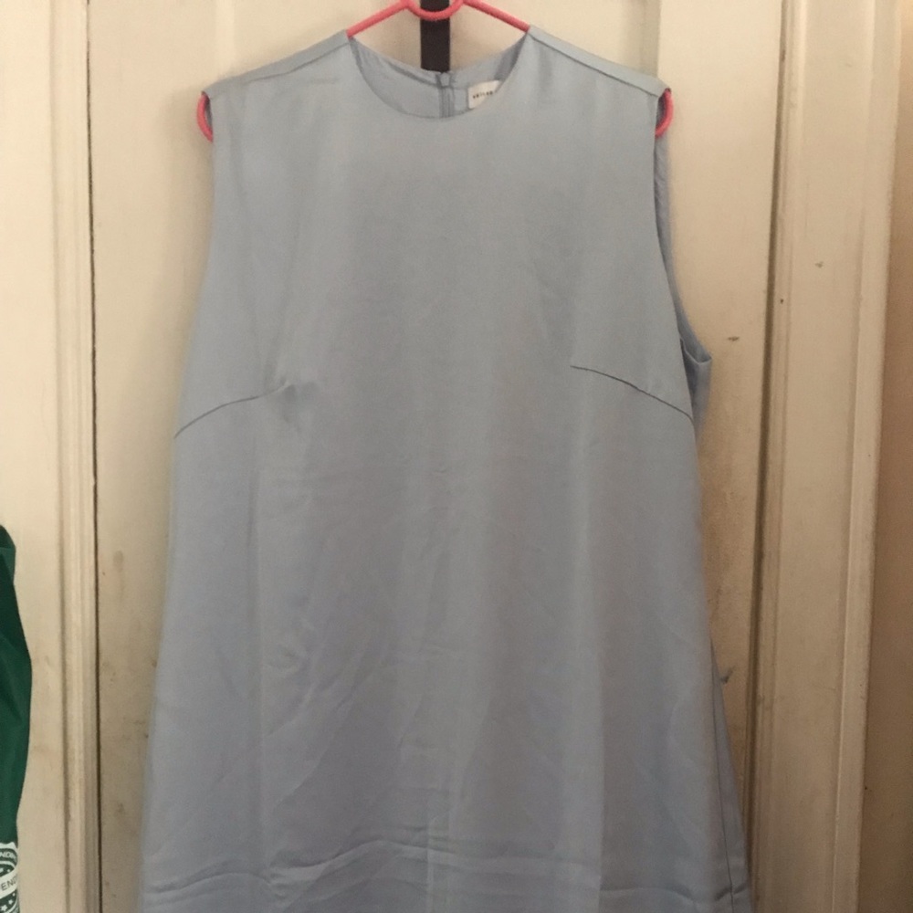 Powder Blue Satin Sleeveless Maxi Dress